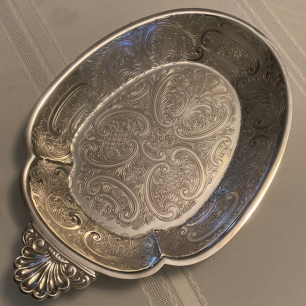 Ornate Silver Decorative Oval Vegetable Bowl Made in England